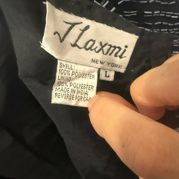 J. Luxmi New York Size L Beaded Sheer Blouse Tank Top Set Black Party Holiday‎ - Picture 11 of 13